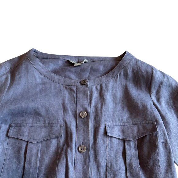 Go Silk 100% Linen Button-Down Shirt Dress w/ Belt 3/4 Sleeves Pockets Size XS - Picture 2 of 13